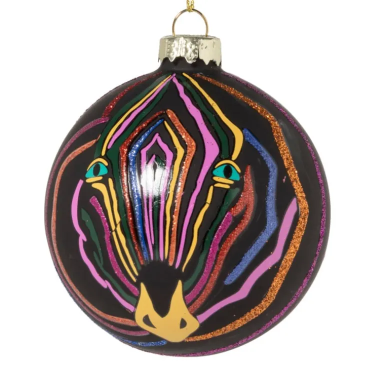 Kerstbal zebra - glas - ø8 cm