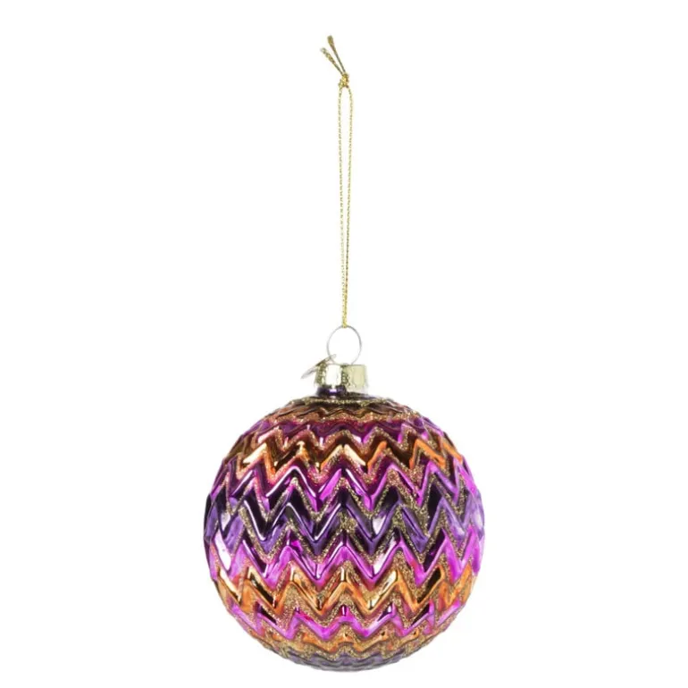 Kerstbal zigzag - diverse kleuren - ø8x8 cm