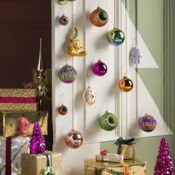 Kerstbal zigzag - diverse kleuren - ø8x8 cm