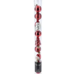 Kerstballen set van 9 - rood