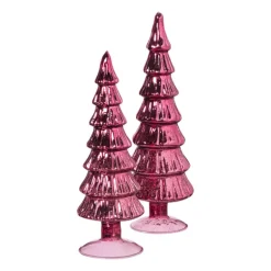Kerstboom beeldje groot - rood - ø8x30 cm
