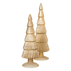 Kerstboom beeldje groot - goudkleurig - ø8x30 cm