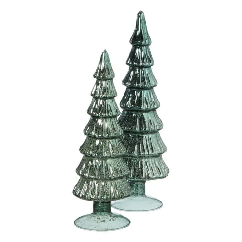 Kerstboom beeldje shiny groot - groen - ø8x30 cm