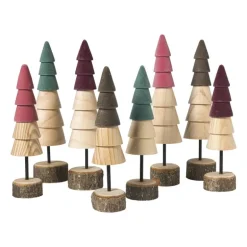 Kerstboom hout - bruin/bordeauxrood - ø5x19 cm