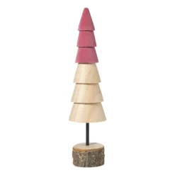 Kerstboom hout - bruin/roze - ø6x24 cm