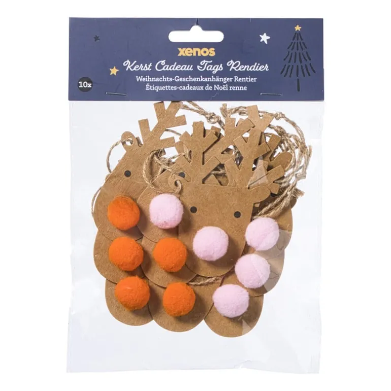 Kerstcadeau tags - rendier - set van 10