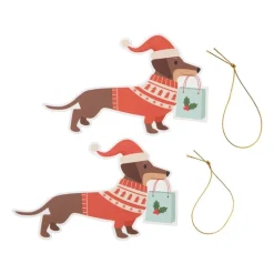 Kerstcadeau tags - teckel - set van 4