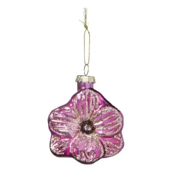 Kersthanger bloem - roze - 7.8x6.8x3 cm
