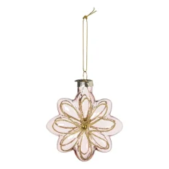 Kersthanger bloem - roze - 8.5x8x3.4 cm