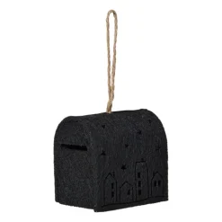 Kersthanger brievenbus - zwart - 6.5x6x4.5 cm
