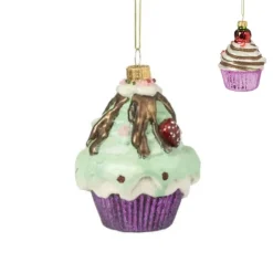 Kersthanger cupcake - diverse varianten - ø7x10 cm