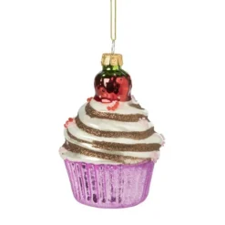 Kersthanger cupcake - diverse varianten - ø7x10 cm