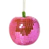 Kersthanger disco appel - paars - 9.5x7.8x7.8 cm