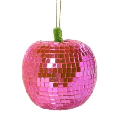 Kersthanger disco appel - paars - 9.5x7.8x7.8 cm
