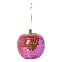 Kersthanger disco appel - paars - 9.5x7.8x7.8 cm