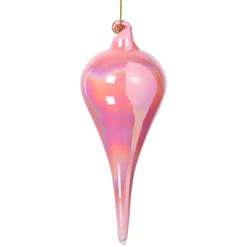 Kersthanger druppel - roze - ø6x15 cm