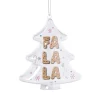 Kersthanger fa la la - transparant - 10.5x10.5x3.5 cm