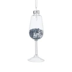 Kersthanger glas met sterretjes - zilverkleurig - ø4x12 cm