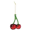 Kersthanger kersen - groen/rood - 9x6.5x3.8 cm