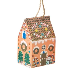 Kersthanger papieren huisjes - set van 3