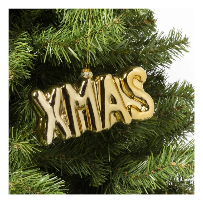 Kersthanger XMAS - glas - 7.5x15x3.5 cm