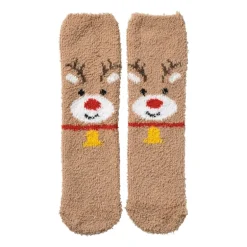 Kerstsokken rendier - bruin - one size