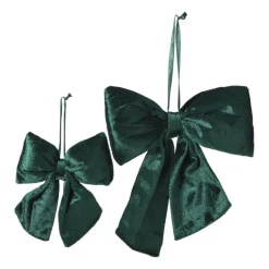 Kerststrik velvet klein - groen - 12x13 cm