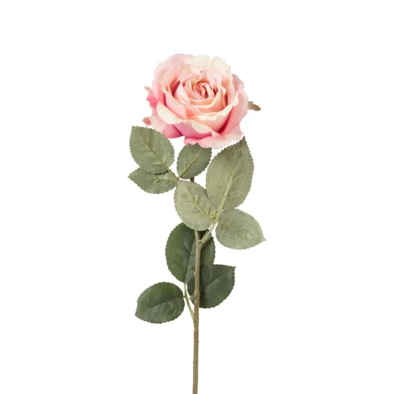 Kunstbloem roos - roze - 64 cm
