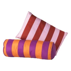 Kussen met strepen - rood/roze - 30x45 cm