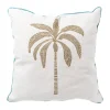 Kussen palmboom - blauw/wit/goud - 45x45 cm