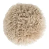 Kussen rond bontlook - beige - ø40 cm