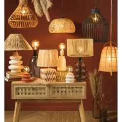 Lampvoet ribbel - grijs - ø14.5x31.5 cm