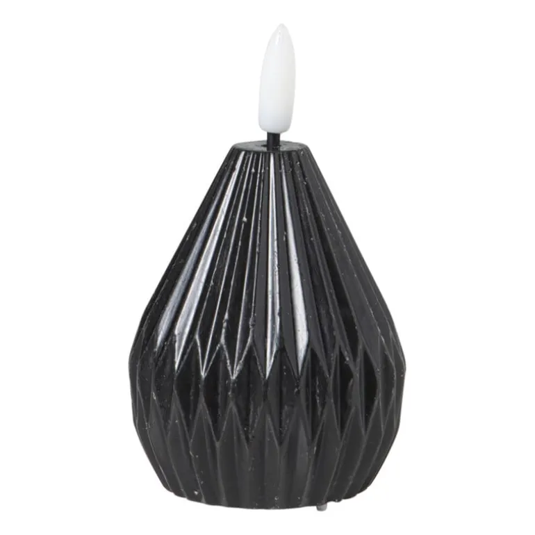 LED kaars peer - zwart - ø6.5x8 cm