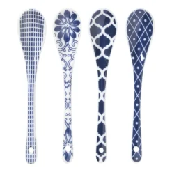 Lepels Mico - blauw/wit - set van 4