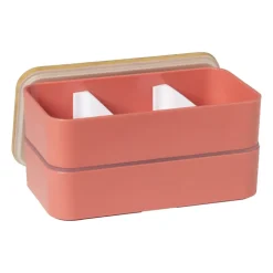 Lunchbox dubbel met bestek - oranje - 700 ml