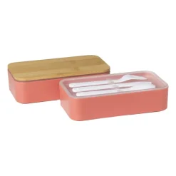 Lunchbox dubbel met bestek - oranje - 700 ml