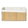 Mand bamboe met teddy - 16x36x27 cm - naturel/wit
