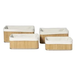 Mand bamboe met teddy - 10x27x21 cm - naturel/wit