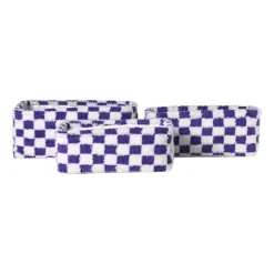 Mand checks klein - paars/wit - 11x30x20 cm