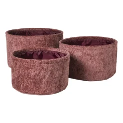 Mand chenille rond - rood - ø24x14 cm