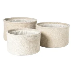 Mand chenille rond - wit - ø30x18 cm