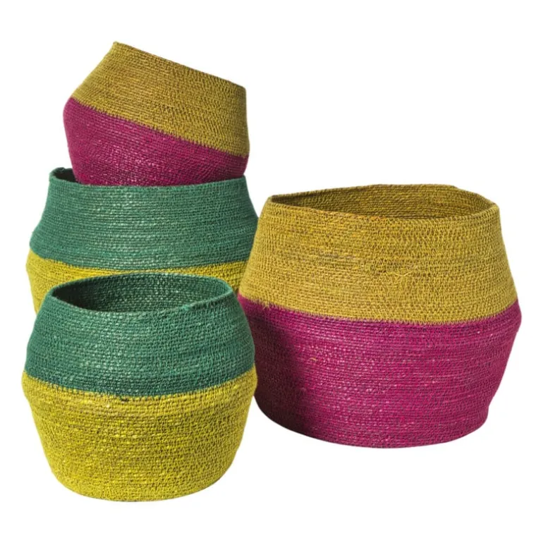 Mand colorblock - roze/geel - ø35x26 cm