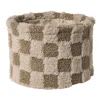 Mand geruit rond maat XL - bruin - ø24x18 cm
