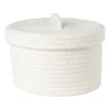 Mand met deksel Julia - wit - ø22x13 cm