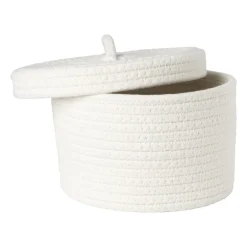 Mand met deksel Julia - wit - ø22x13 cm