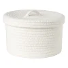Mand met deksel Julia - wit - ø25x15 cm