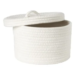Mand met deksel Julia - wit - ø25x15 cm
