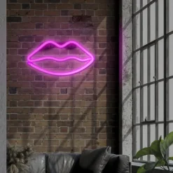 Neon LED lamp lippen - roze - 15x28x2 cm