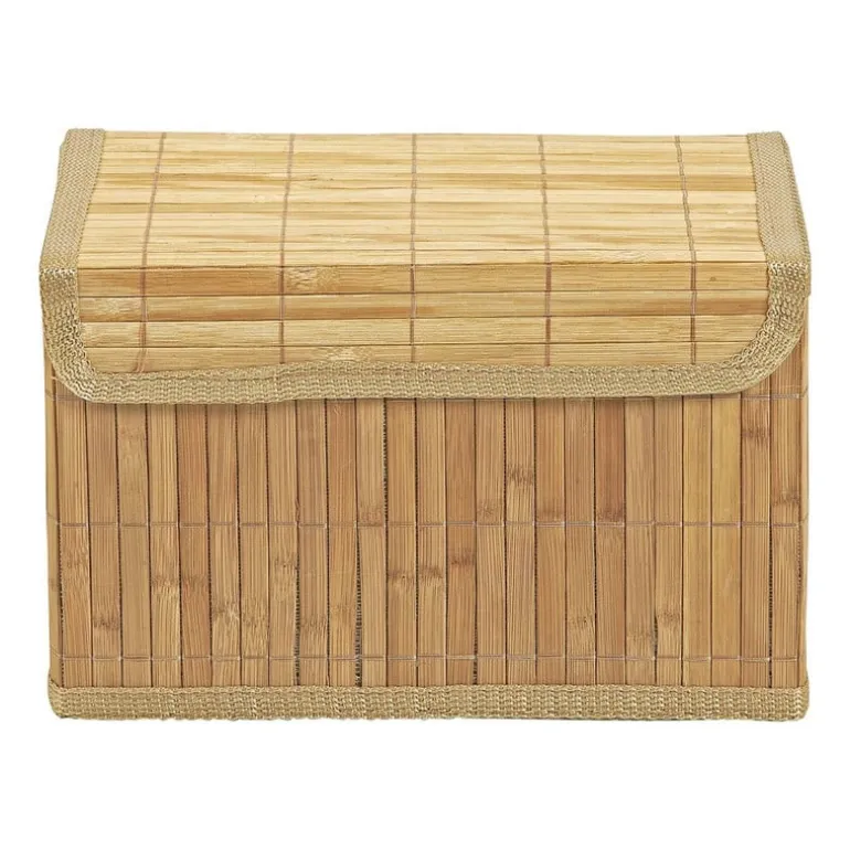 Opbergmand met deksel - bamboe - 18x29x18 cm