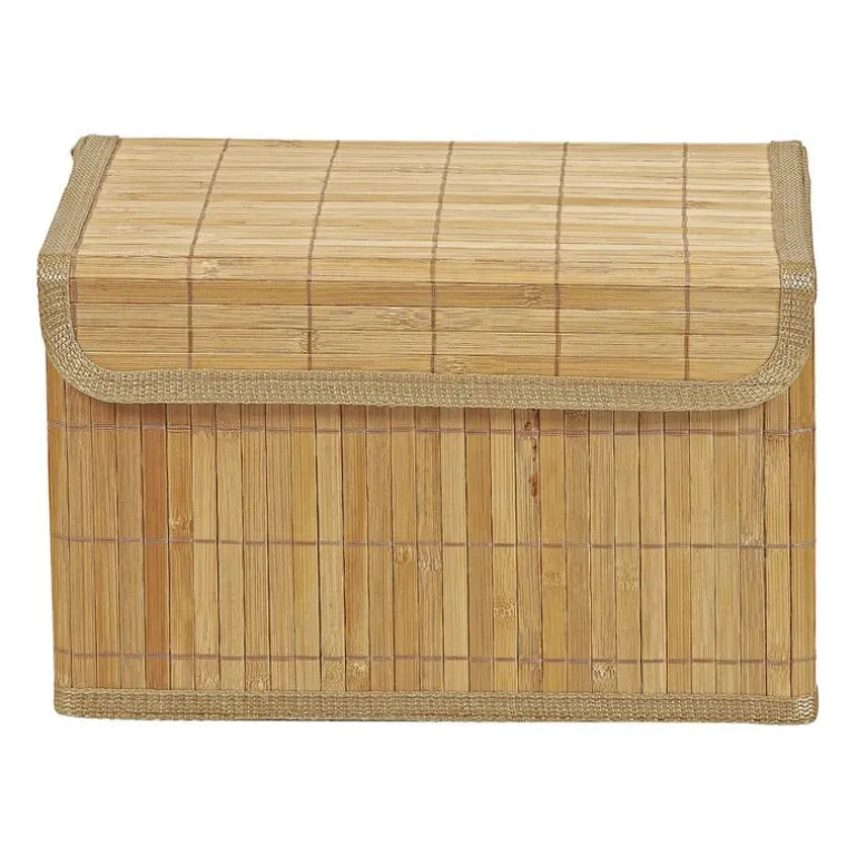 Opbergmand met deksel - bamboe - 20x33x22 cm